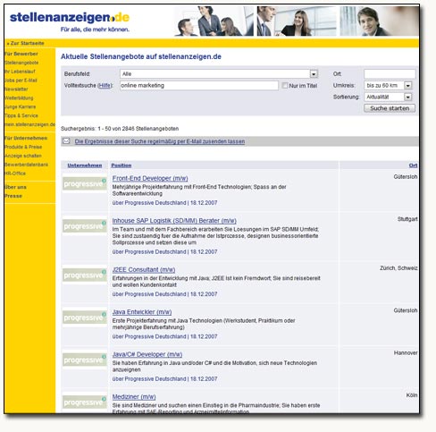 Stellenanzeigen.de Ergebnisliste