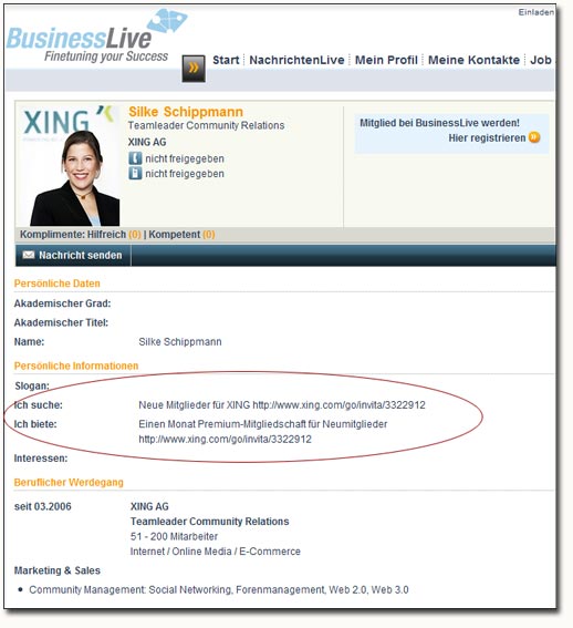 XING auf BusinessLive